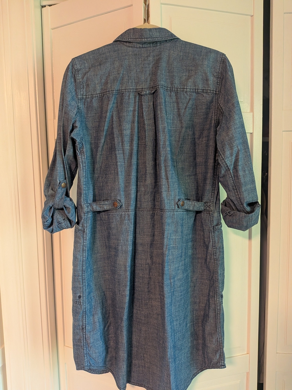 Duluth Trading Co Denim Chambray Midi Shirt Dress - Blue - Picture 2 of 4